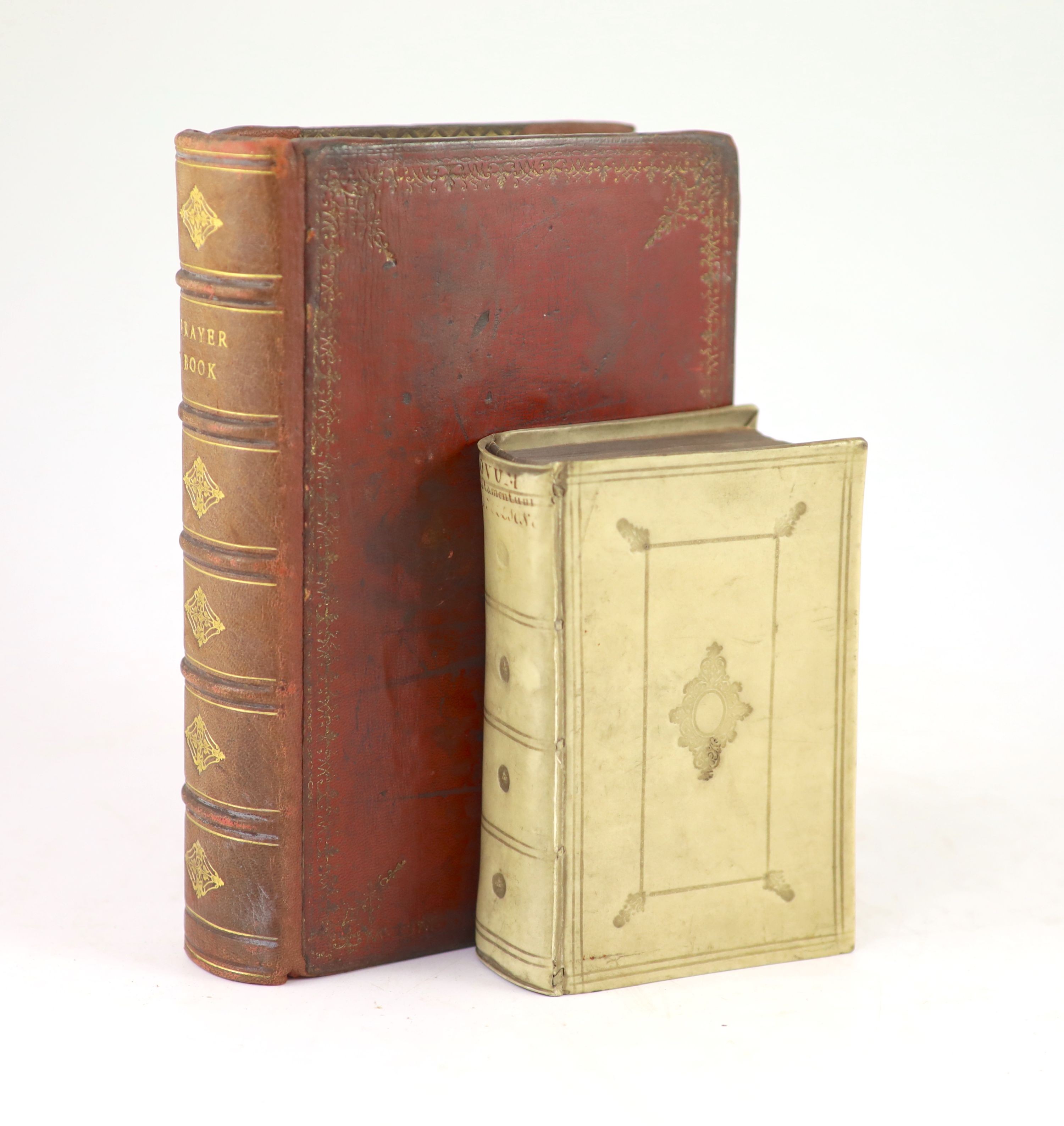 The Book of Common Prayer, and Administration of the Sacraments ... gilt decorated red calf, sometime rebacked gilt-panelled spine, roy.8vo. Cambridge: printed by John Baskerville ...